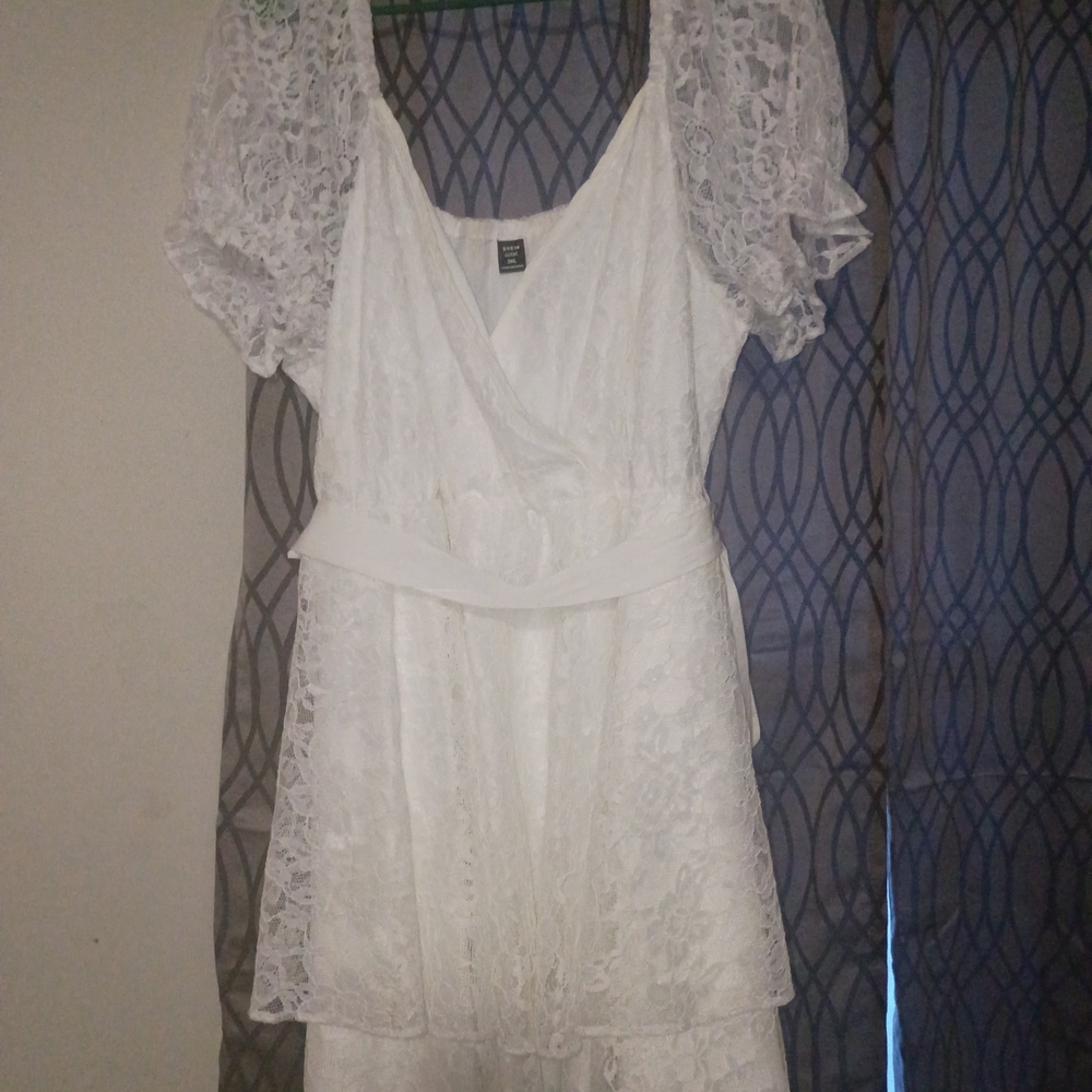SHEIN Ivory Lace Wrap Dress
